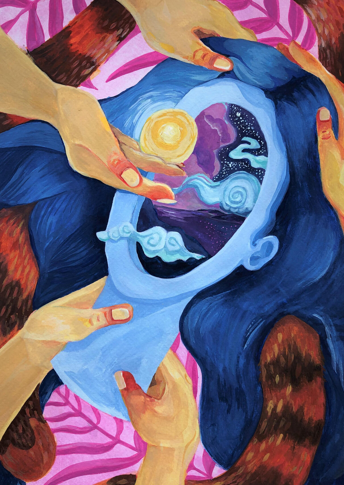 Tyger Dreams 2023, gouache on paper.