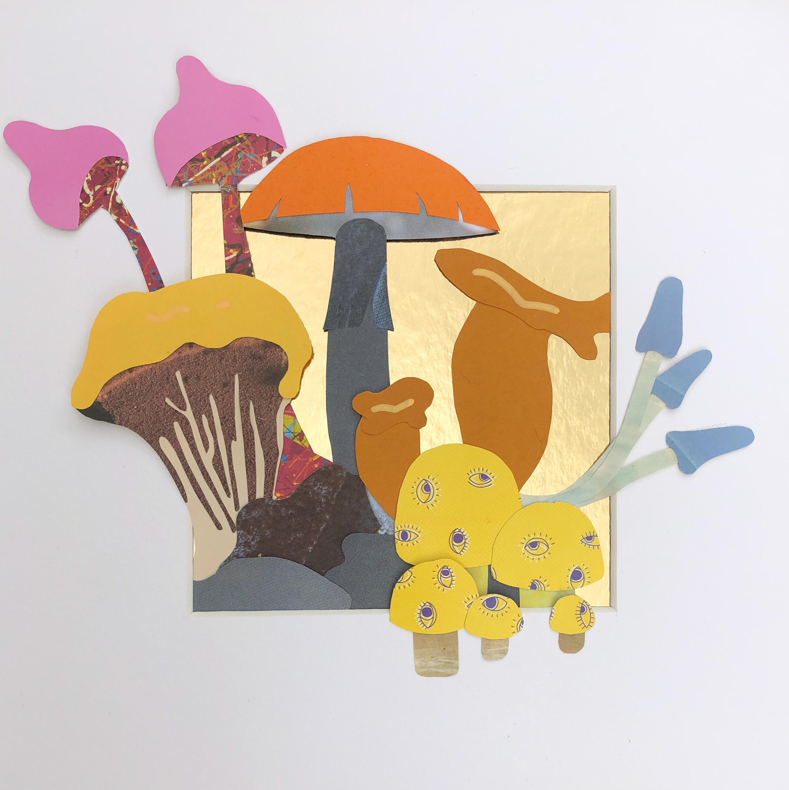 Mixed Mushrooms 2024, mixed media collage